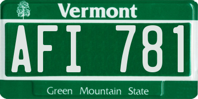 VT license plate AFI781