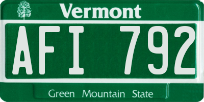 VT license plate AFI792