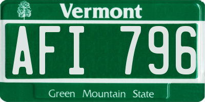 VT license plate AFI796