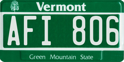 VT license plate AFI806