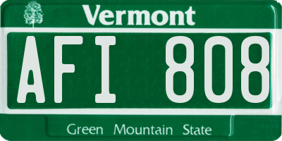 VT license plate AFI808