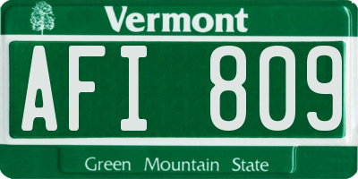VT license plate AFI809