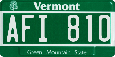 VT license plate AFI810