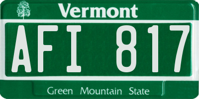VT license plate AFI817