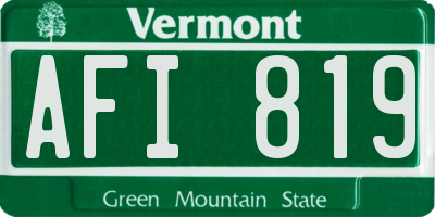 VT license plate AFI819