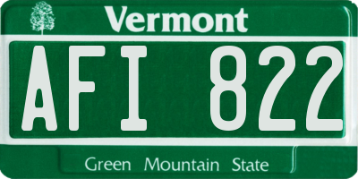 VT license plate AFI822