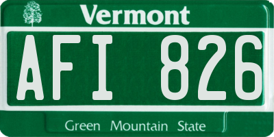 VT license plate AFI826