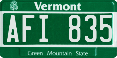 VT license plate AFI835