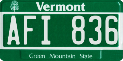 VT license plate AFI836
