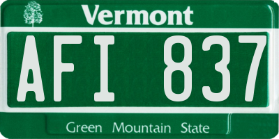 VT license plate AFI837