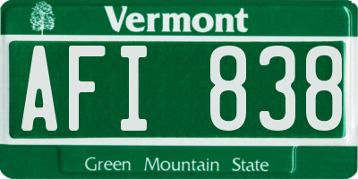 VT license plate AFI838
