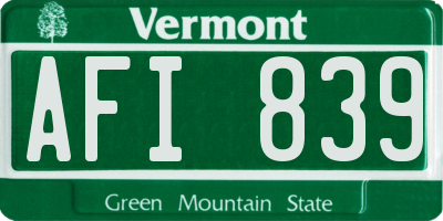 VT license plate AFI839