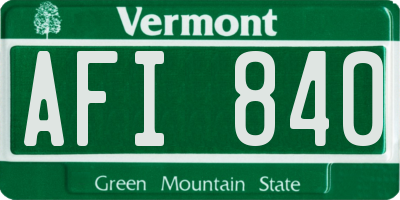 VT license plate AFI840