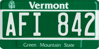 VT license plate AFI842