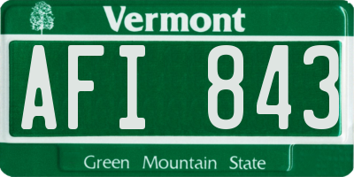 VT license plate AFI843