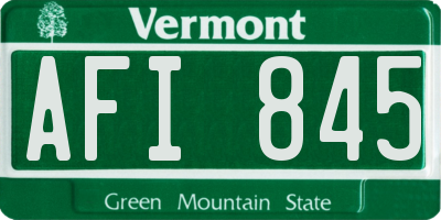 VT license plate AFI845