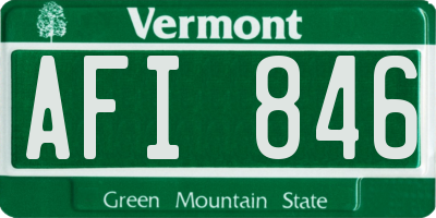 VT license plate AFI846