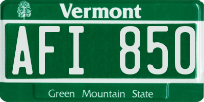 VT license plate AFI850