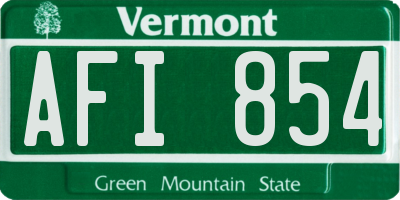 VT license plate AFI854
