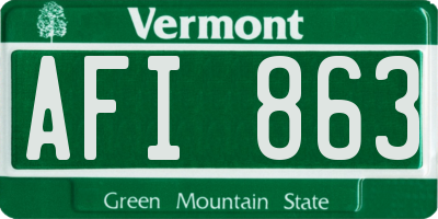 VT license plate AFI863