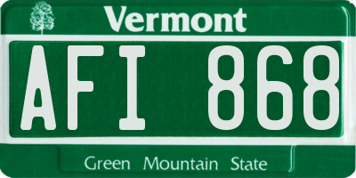 VT license plate AFI868