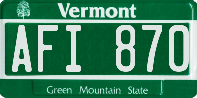 VT license plate AFI870
