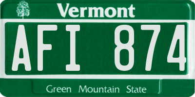 VT license plate AFI874