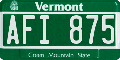 VT license plate AFI875