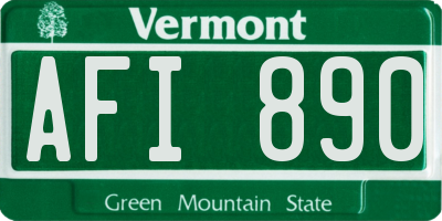 VT license plate AFI890