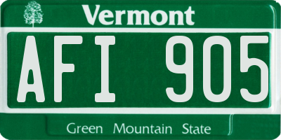VT license plate AFI905