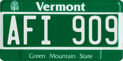 VT license plate AFI909