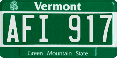 VT license plate AFI917