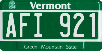 VT license plate AFI921