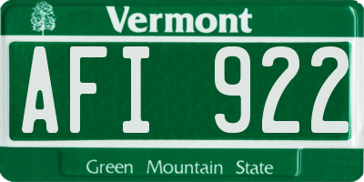 VT license plate AFI922