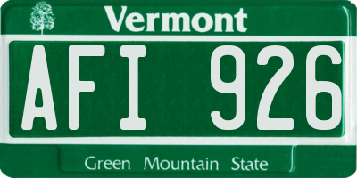 VT license plate AFI926