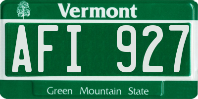 VT license plate AFI927