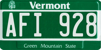 VT license plate AFI928