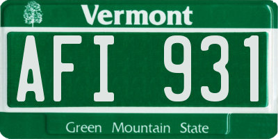 VT license plate AFI931
