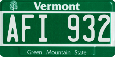 VT license plate AFI932