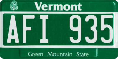 VT license plate AFI935