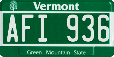 VT license plate AFI936