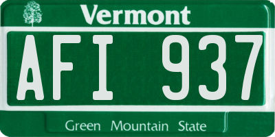 VT license plate AFI937