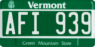 VT license plate AFI939