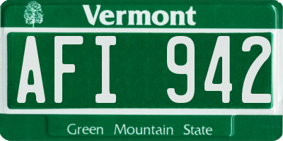 VT license plate AFI942