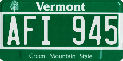 VT license plate AFI945