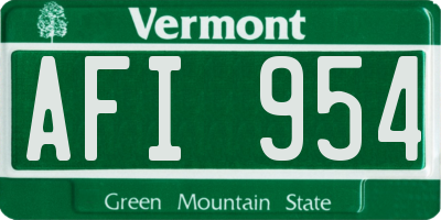 VT license plate AFI954