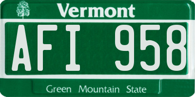 VT license plate AFI958