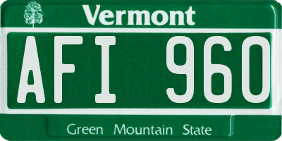 VT license plate AFI960