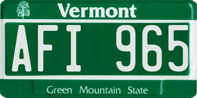 VT license plate AFI965
