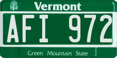 VT license plate AFI972